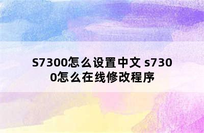 S7300怎么设置中文 s7300怎么在线修改程序